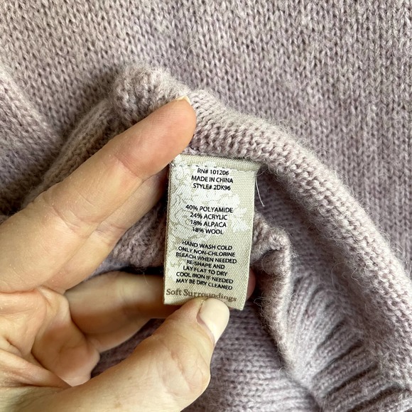 Soft Surroundings Serena Sweater in Dawn Pink Size Small Alpaca Wool Ribbed - Picture 9 of 13